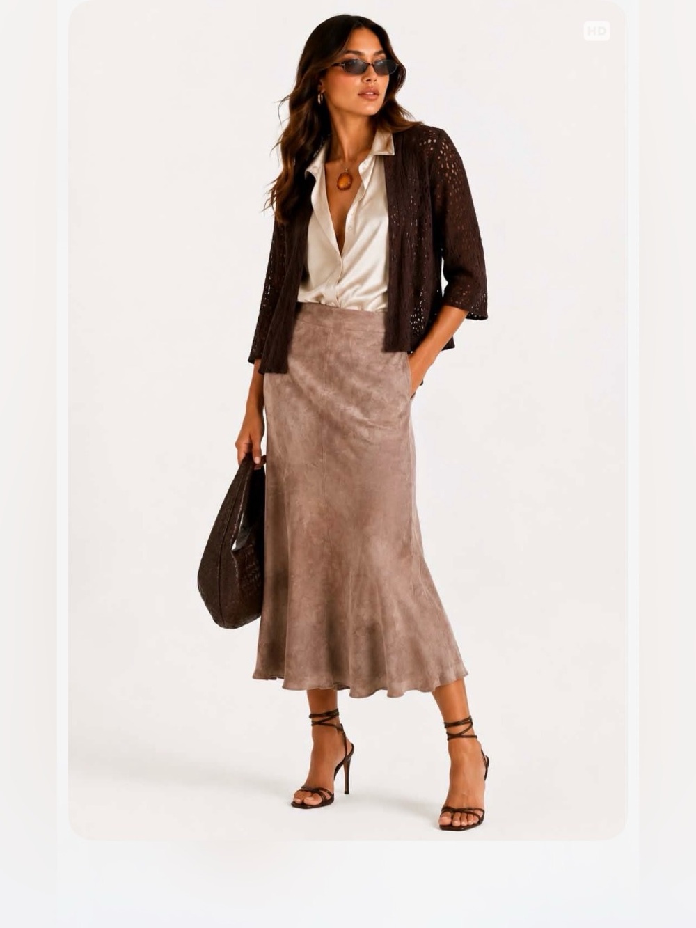 Anonymous John Carlisle chocolate Suade Leather Skirt Size 6 pristine